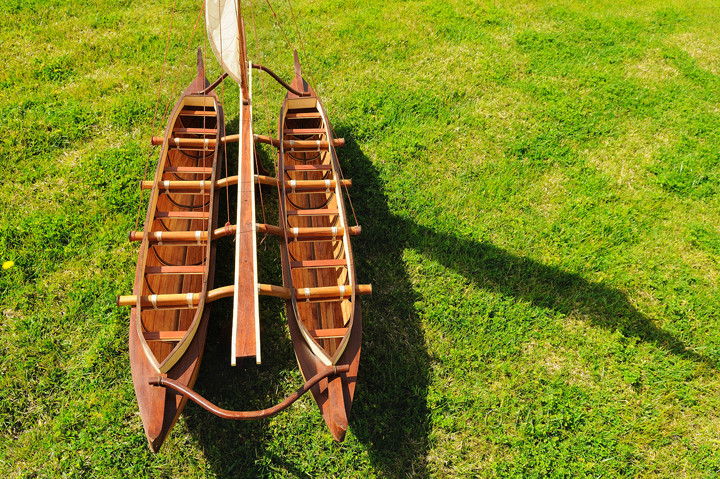 Hand Painted Model Boat (624209) - Light Brown / Beige
