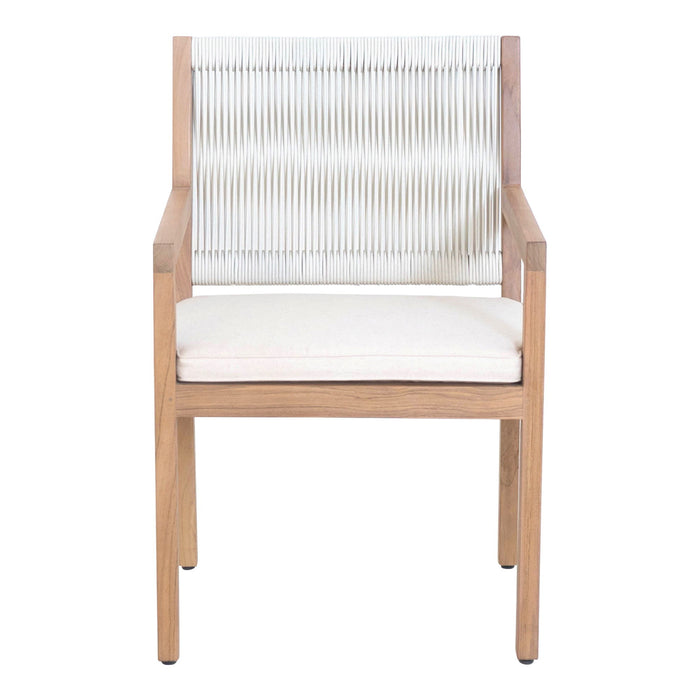 Upholstered Faux Leather Dining Arm Chair - Natural