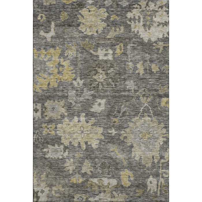 10' X 14' Floral Washable Area Rug With UV Protection (684522) - Gray / Gold / Beige