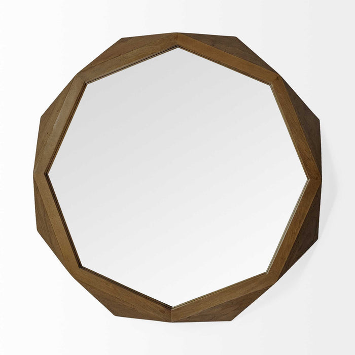 41" Octagon Frame Wall Mirror - Brown