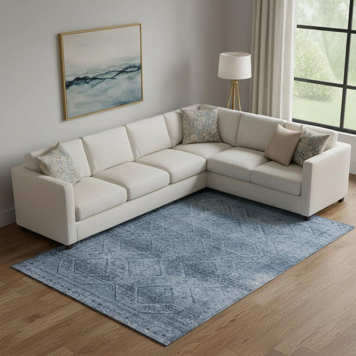 10' X 14' Geometric Washable Area Rug With UV Protection (716743) - Blue / Gray