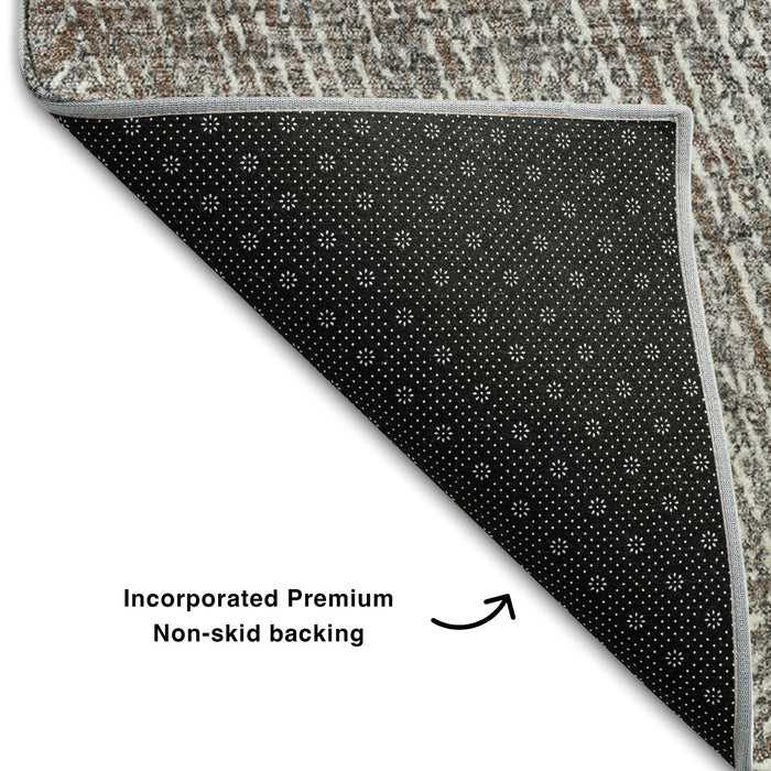 10' X 14' Abstract Washable Area Rug With UV Protection (678161) - Gray / Silver