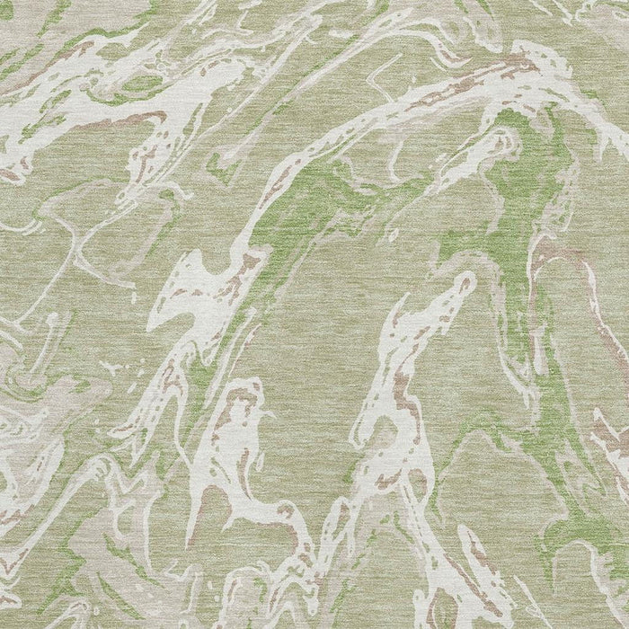 10' X 14' Abstract Washable Area Rug With UV Protection (681215) - Artichoke Green / Taupe / Ivory