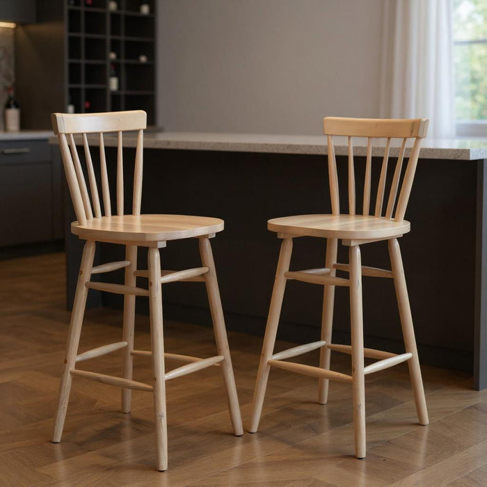 Solid Wood Manufactured Wood Low Back Bar Chairs (Set of 2) - Natural