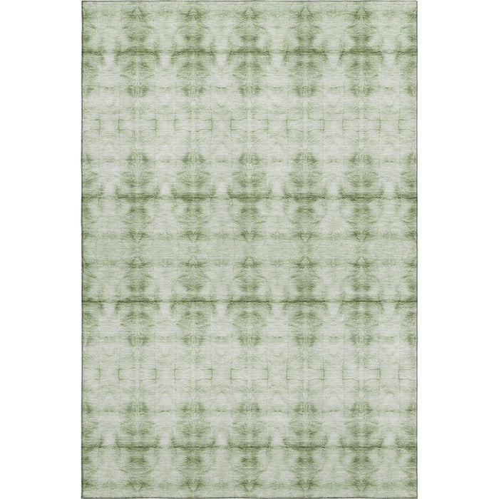 9' X 12' Geometric Washable Area Rug With UV Protection - Sage And Ivory