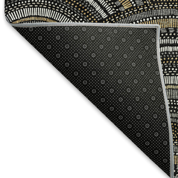 10' X 14' Geometric Washable Area Rug With UV Protection (677675) - Black / Gray / Gold
