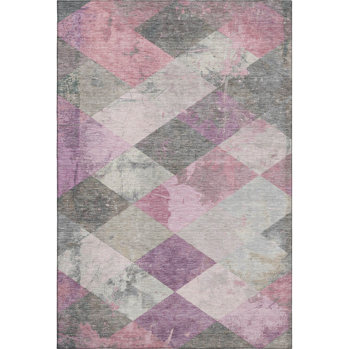 10' X 14' Geometric Washable Area Rug With UV Protection (709306) - Blush / Gray / Silver