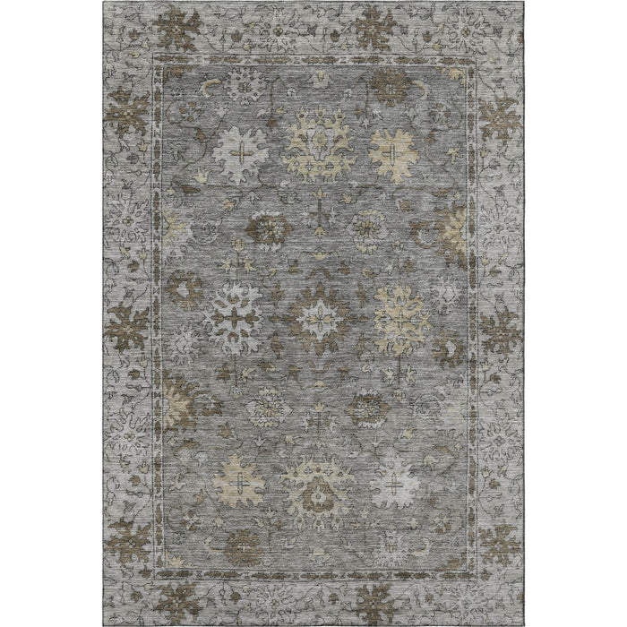10' X 14' Oriental Washable Area Rug With UV Protection (716551) - Pewter / Taupe