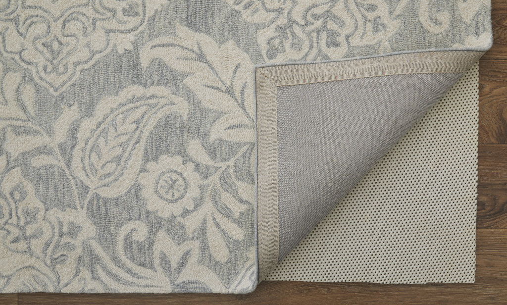 8' x 10' Wool Paisley Tufted Handmade Stain Resistant Area Rug - Blue And Ivory