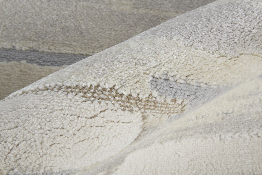 7' x 10' Abstract Power Loom Distressed Area Rug - Ivory And Gray