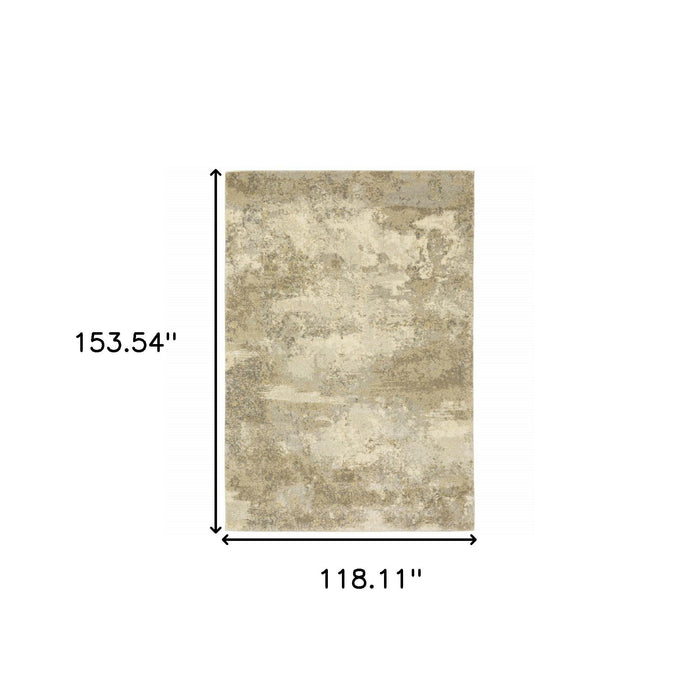 10' x 13' Abstract Power Loom Area Rug - Beige And Gold