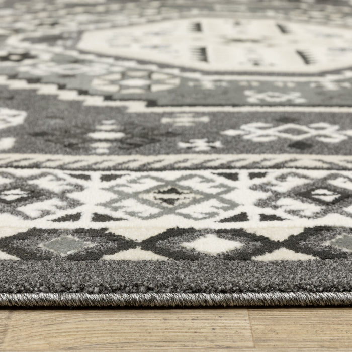 10' X 13' Medallion Area Rug - Gray And Ivory