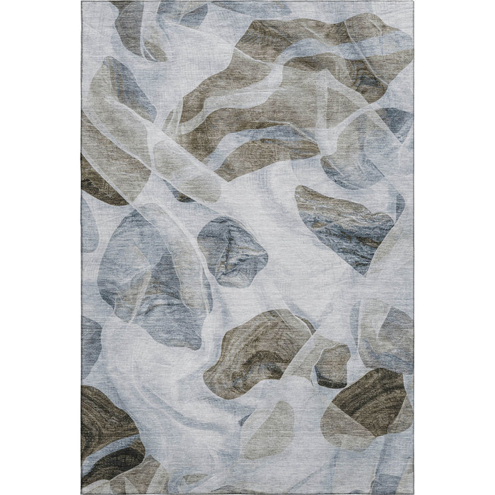 10' X 14' Abstract Washable Area Rug With UV Protection (706181) - Sky Blue / Brown