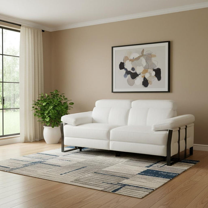 Italian Leather Power Reclining Loveseat (720502) - White / Black