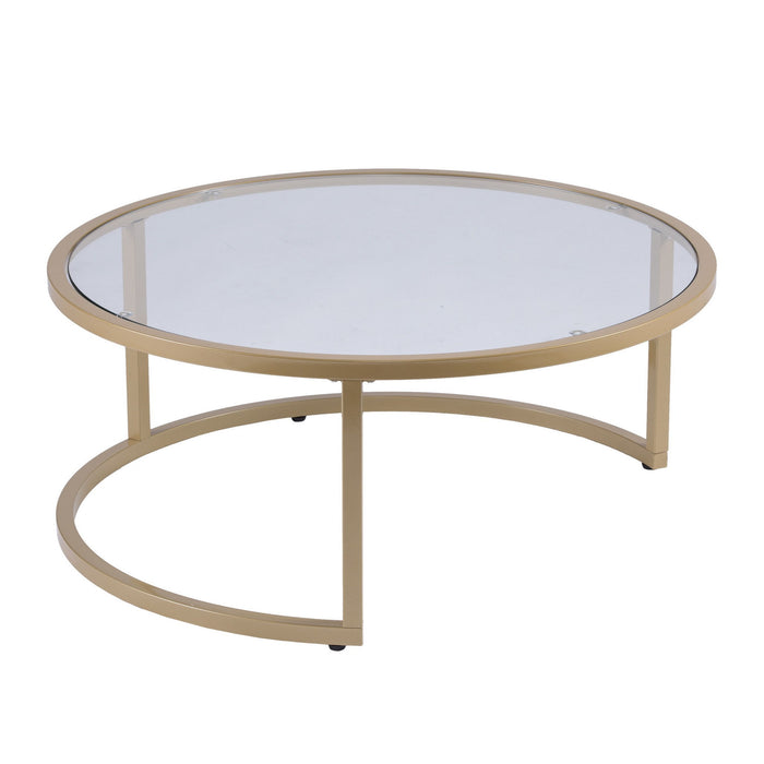 Glass Round Nested Coffee Tables (Set of 2) - Gold