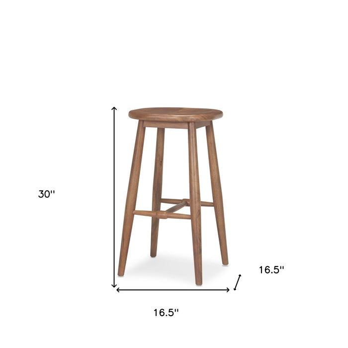30" Mid-Century Solid Wood Backless Height Bar Chair - Natural