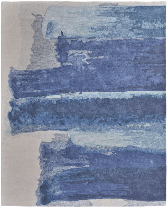 8' x 10' Abstract Hand Tufted Area Rug - Ivory And Blue
