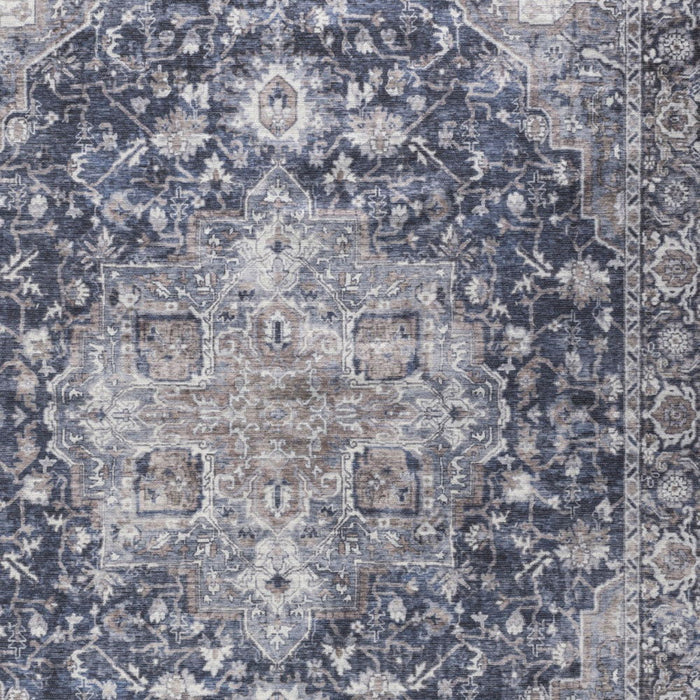 10' X 14' Floral Distressed Area Rug (573756) - Blue