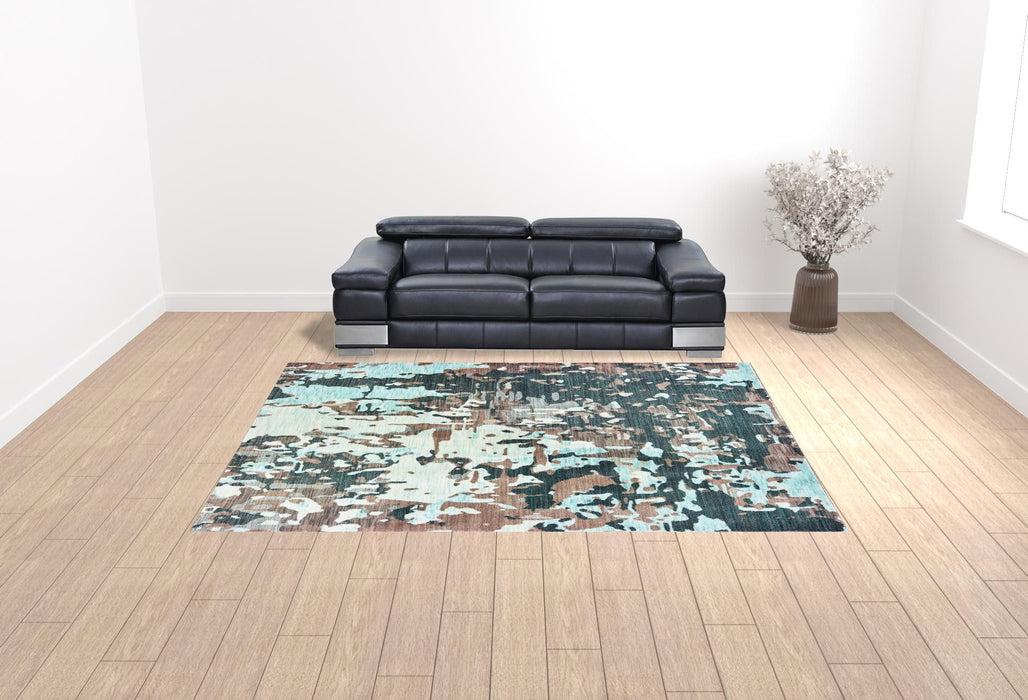 10' x 13' Abstract Power Loom Stain Resistant Area Rug - Gray And Blue