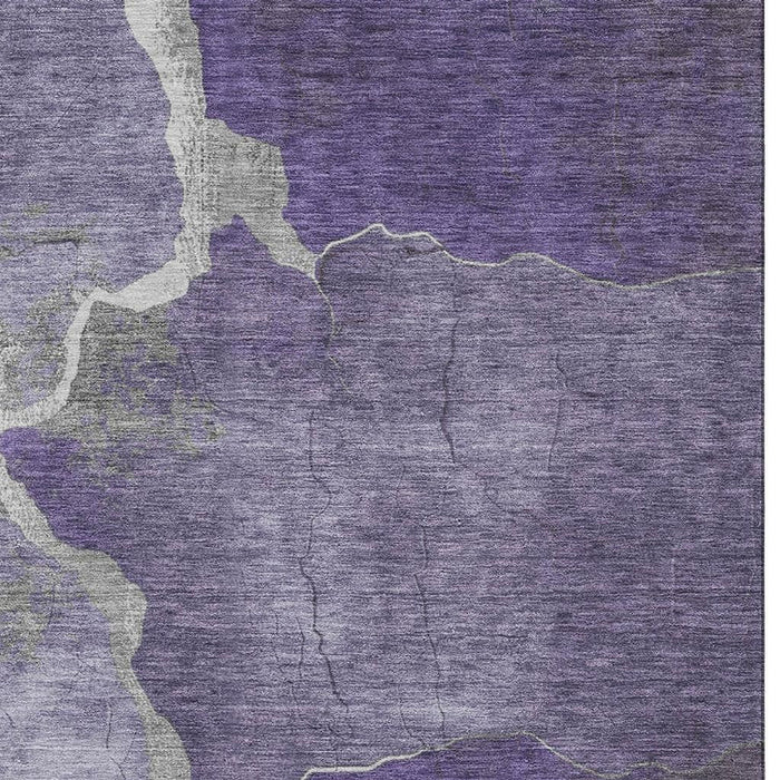 10' X 14' Abstract Washable Area Rug With UV Protection (707035) - Purple / Beige