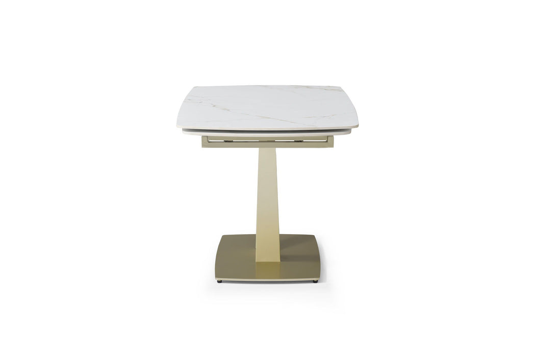 109 - Dining Table - White Gloss / Golden Jade