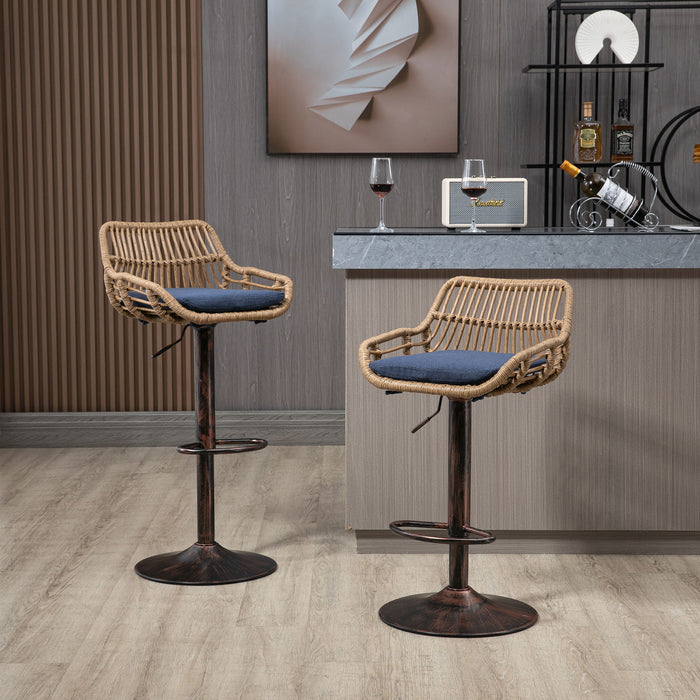 Set of 2 Giga modern swivel bar stools with adjustable height and footrest, featuring sleek design and comfortable seating.