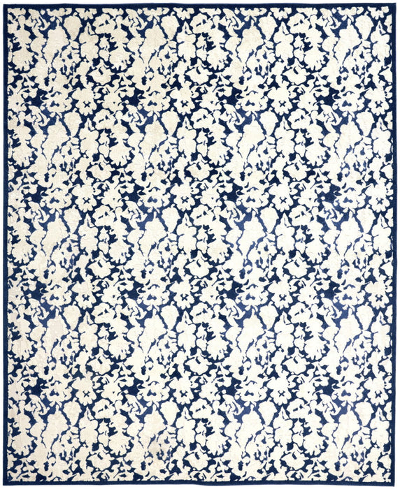 10' x 13.2' Abstract Power Loom Area Rug - Blue And Ivory