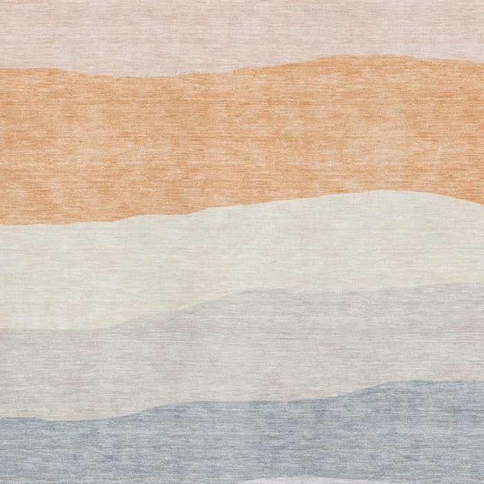 10' X 14' Striped Washable Area Rug With UV Protection (714889) - Orange / Ivory