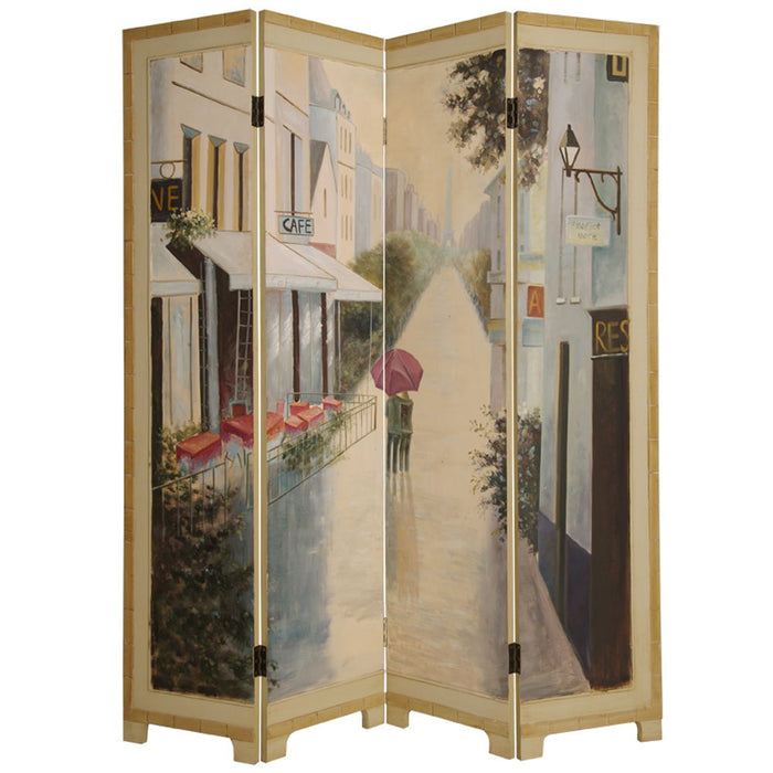 Folding Three Panel Screen Room Divider - Beige