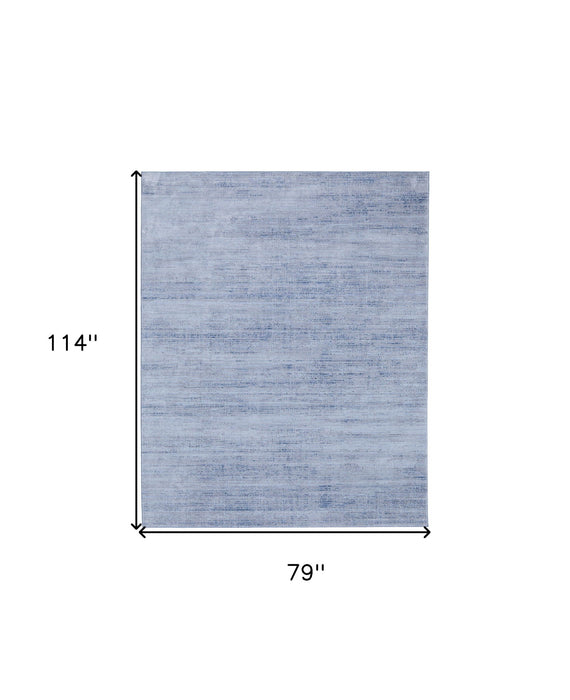6.6' x 9.5' Power Loom Area Rug - Blue And Ivory