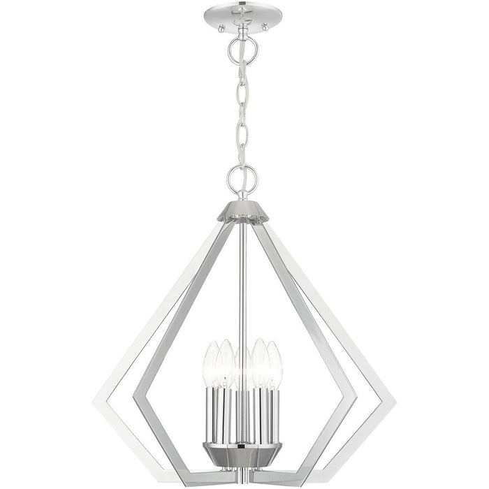 20" Five Light Dimmable Chandelier With Shades - Silver