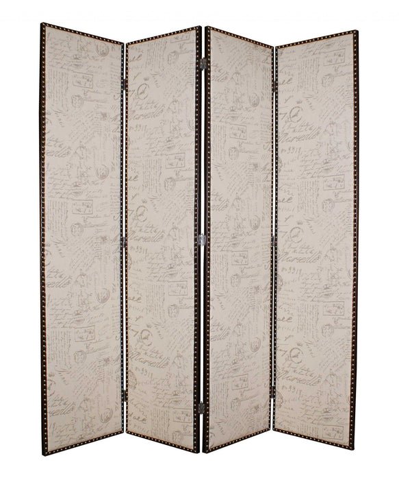 Wood & Fabric Screen - Beige