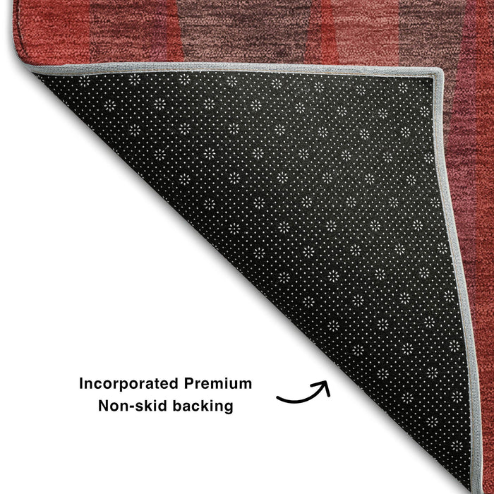 10' X 14' Geometric Washable Area Rug With UV Protection (679462) - Red / Burgundy