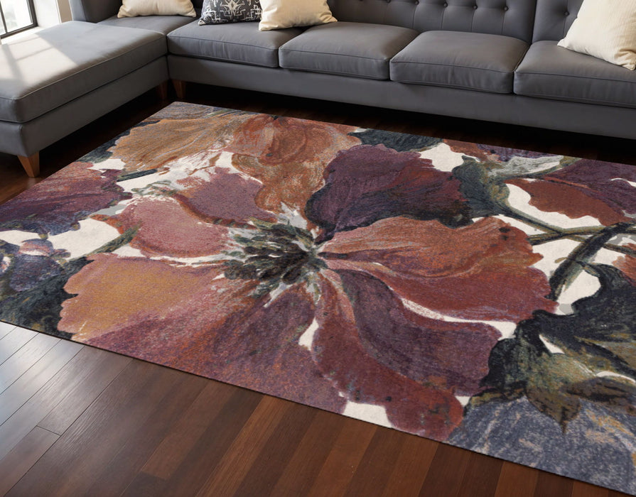 8' X 11' Botanical Leaves Area Rug (660108) - Pink / Green / Beige