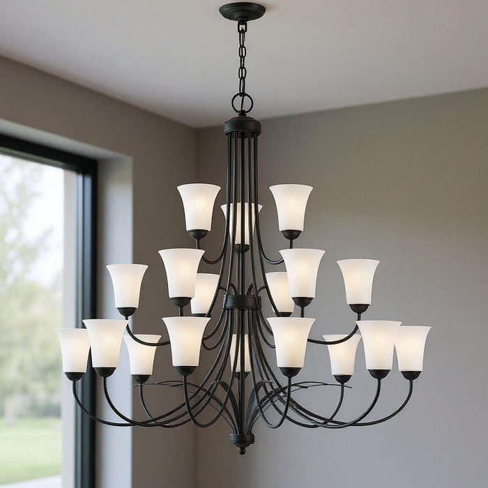 42" Multi Light Dimmable Chandelier With Shades - Black
