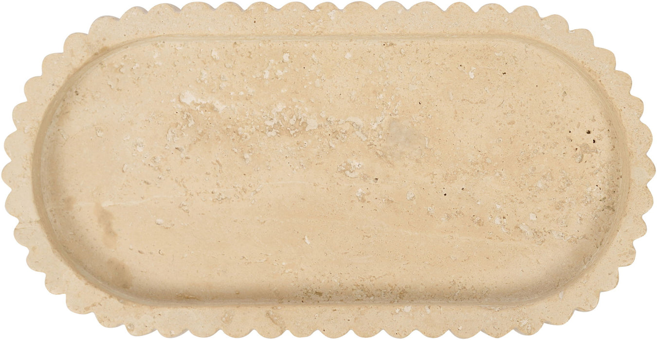 Elegant Meridian Furniture Khloe travertine tray with a smooth surface and stylish design, perfect for serving or decor.