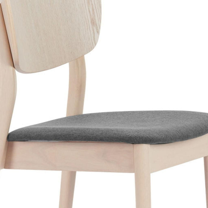 Upholstered Fabric Wood Open Back Dining Side Chairs (Set of 2) - Gray / Natural