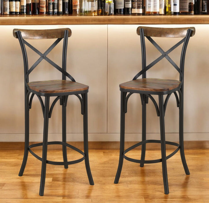 Metal Counter Height Bar Chair - Brown And Black