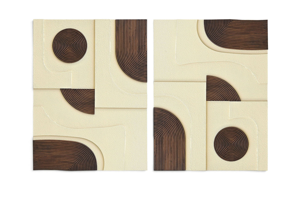Element Mango Wood 2 Piece Wall Art by Meridian Furniture, featuring natural wood textures and modern wall decor design.