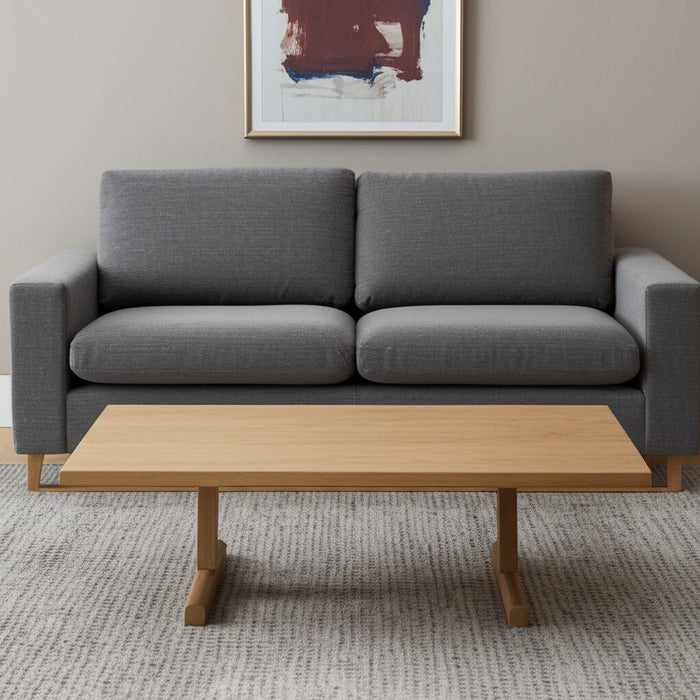 55" Solid Wood Double Pedestal Coffee Table - Natural