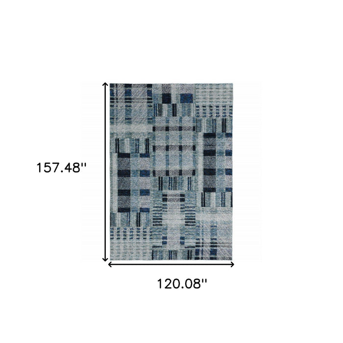 10' x 13' Geometric Power Loom Modern Area Rug - Blue