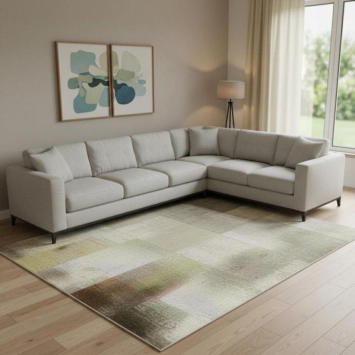 10' X 14' Abstract Washable Area Rug With UV Protection (709950) - Black / Gray / Brown