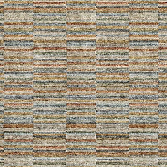 9' X 12' Striped Washable Area Rug With UV Protection - Rust