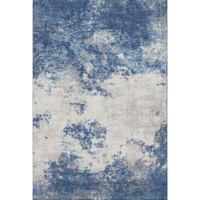 10' X 14' Abstract Washable Area Rug With UV Protection (680663) - Navy Blue / Ivory