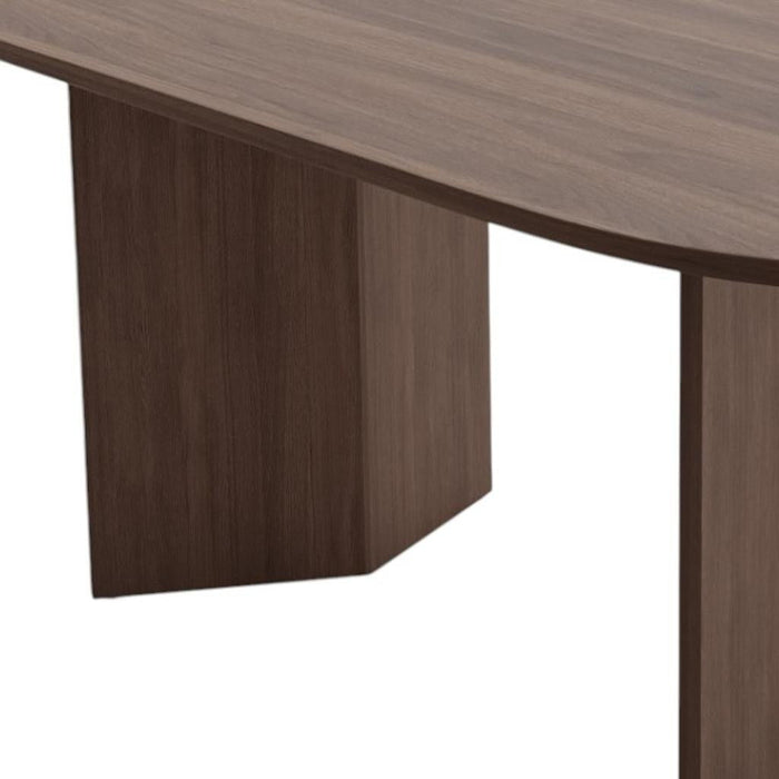 Solid Wood Double Pedestal Base Oval Dining Table - Walnut