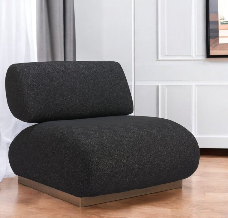34" Fabric And Upholstered Side Chair - Black / Bronze