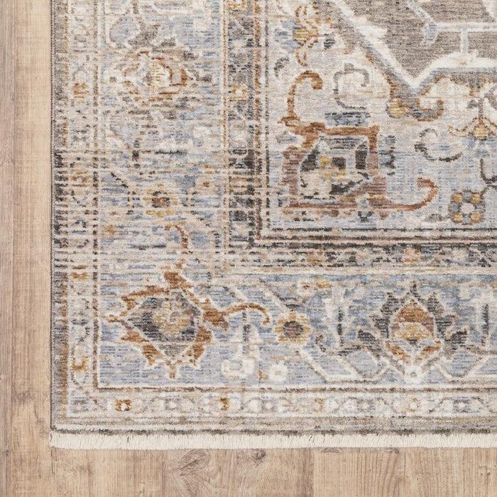 9' x 12' Machine Woven Medallion Indoor Area Rug - Gray Blue