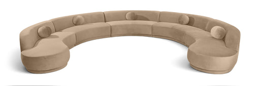 Avra velvet performance fabric sectional by Meridian Furniture, stationary sofa with plush upholstery and modern design.