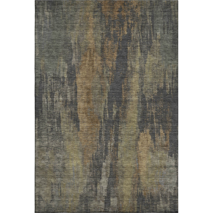 10' X 14' Abstract Washable Area Rug With UV Protection (695984) - Charcoal / Gold / Copper