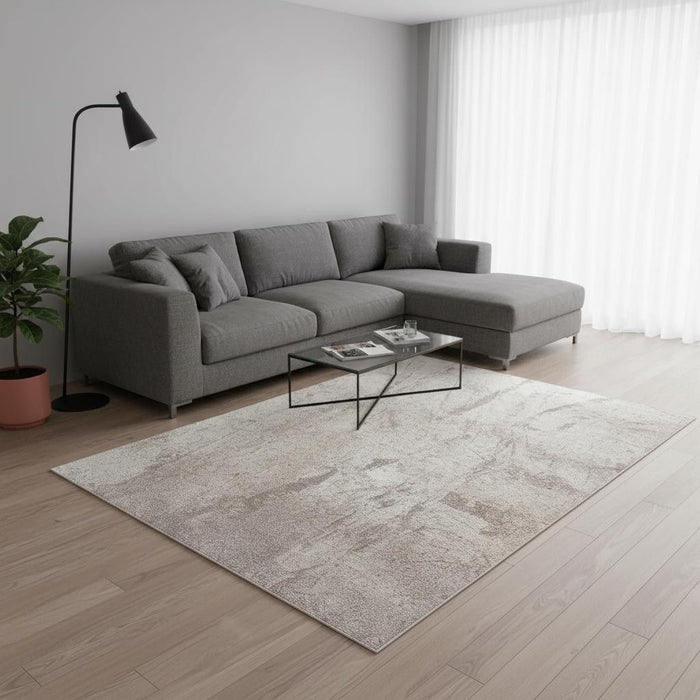 7' X 9' Abstract Washable Area Rug With UV Protection (609938) - Gray / White